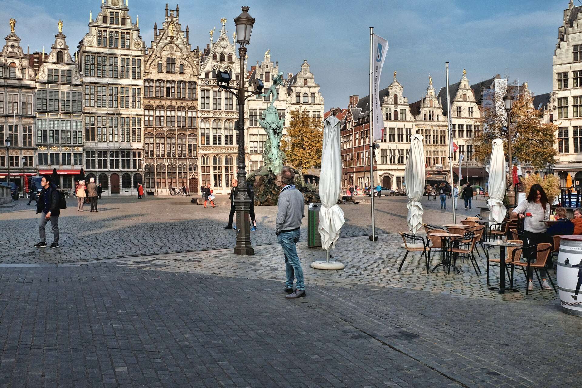 The guild houses and Brabo fountain on Antwerp's Grote Markt