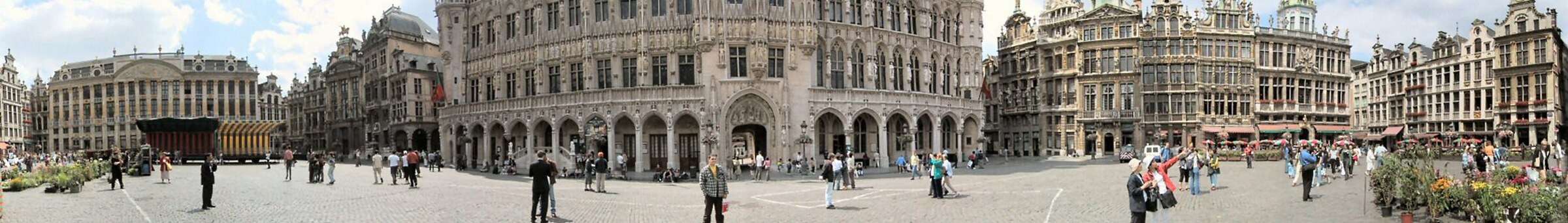 The Grand Place in Brussels with the Gothic town hall and the guild houses